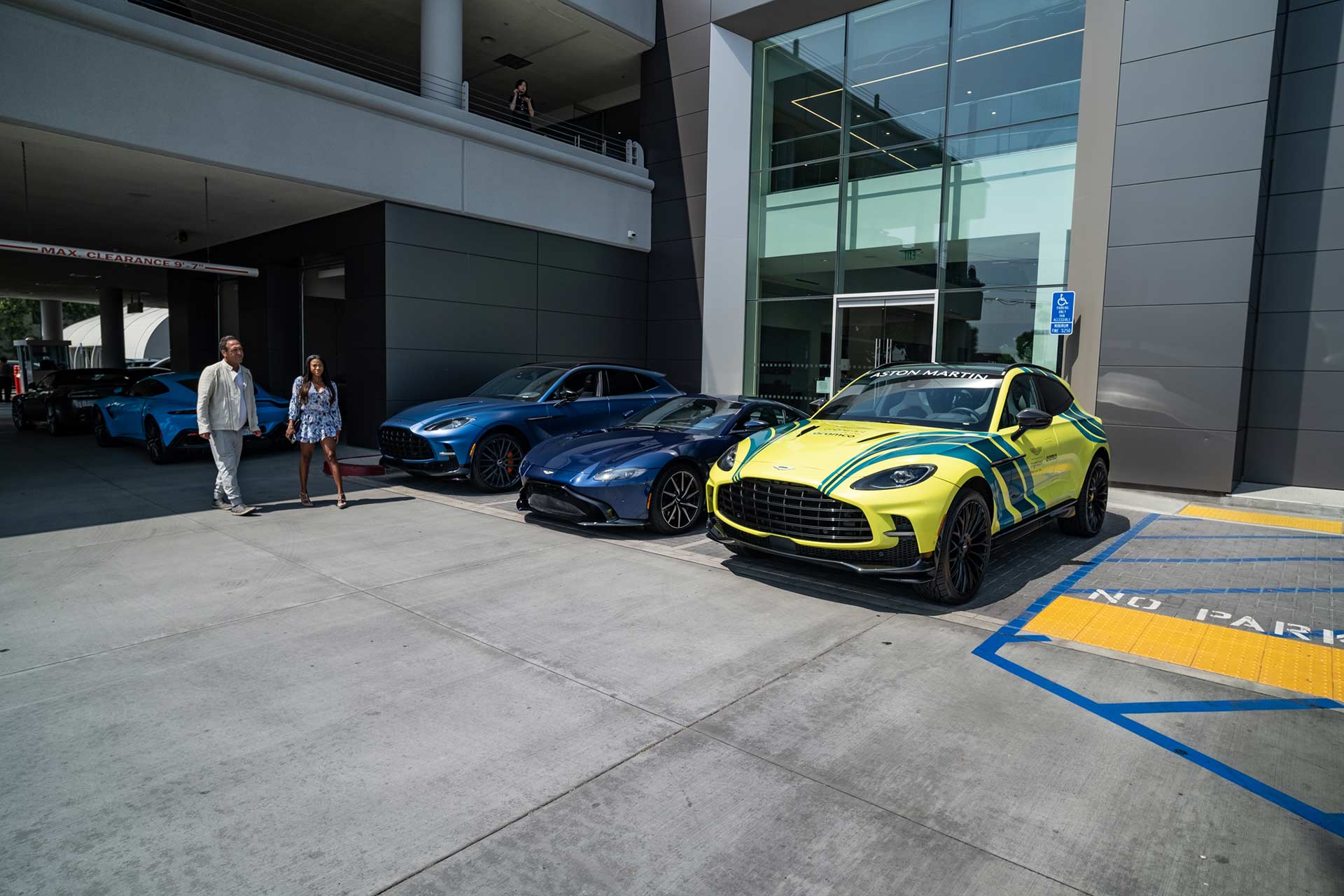 Aston Martin DBX707, Vantage and an F1 safety-car DBX at a Galpin Aston Martin Club Aston drive to Mastro's, 2023